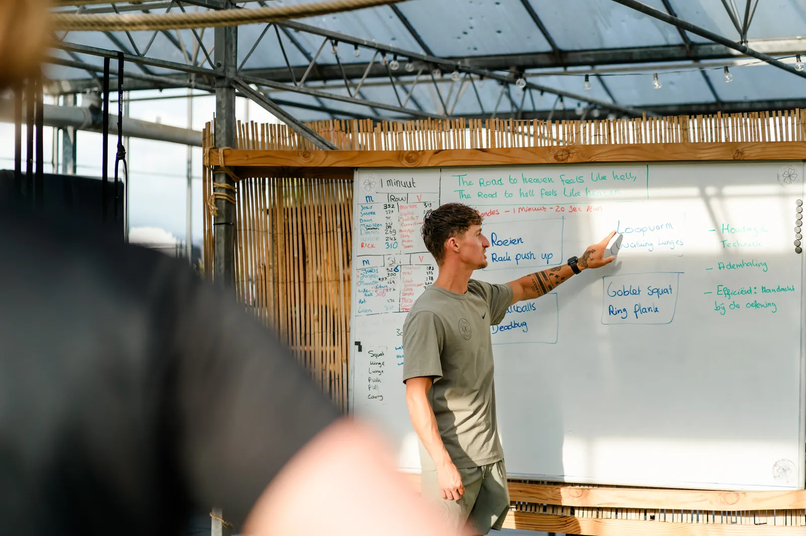 Uitleg van de training bij het whiteboard